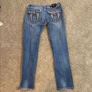 Miss Me Blue Skinny Jeans with Embellished Pockets